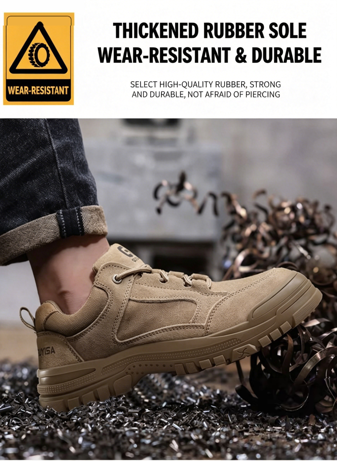 Men's Safety Shoes with Steel Toe Cap, Anti-Smash, Anti-Puncture, Wear-Resistant, Breathable Summer Work Shoes for Construction Sites, Electrical Insulation
